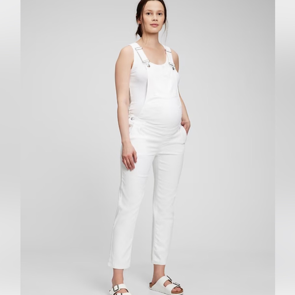 NWT Maternity White Denim Overalls